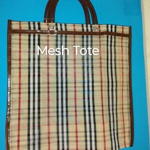 Classic Plaid Mesh Tote Bag